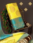 FABULOUS LICHI SILK WEAVING WORK SAREE WITH UNSTITCHED BLOUSE PARTY WEAR WHOLESALE PRICE ETHNIC GARMENT (2)