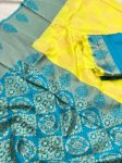 FABULOUS LICHI SILK WEAVING WORK SAREE WITH UNSTITCHED BLOUSE PARTY WEAR WHOLESALE PRICE ETHNIC GARMENT (2)