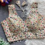 FABULOUS MONO SILK MULTI + ZARI WORK STITCHED BLOUSE PARTY WEAR WHOLESALE PRICE ETHNIC GARMENT (7)