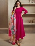 FABULOUS ROMAN PLAIN WORK ANARKALI GOWN BOTTOM WITH DIGITAL PRINTED DUPATTA PINK