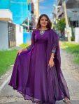 FABULOUS SPACE SILK DIAMOND HANDWORK GOWN WITH DUPATTA PARTY WEAR WHOLESALE PRICE ETHNIC GARMENT (1)