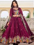 FABULOUS VICHITRA EMBROIDERY SEQUENCE & THREAD WORK LEHANGA CHOLI WITH DUPATTA WINE