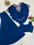 FANCY AIR TEX CHINON SEQUENCE EMBROIDERED WORK WITH KODI LATKAN WORK TOP BLOUSE WITH PALAZZO FESTIVE WEAR WHOLESALE PRICE ETHNIC GARMENT (2)