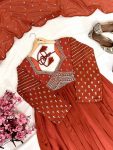 FANCY BLOOMING GEORGETTE ZARI AND SEQUENCE EMBROIDERY WORK GOWN WITH DUPATTA PARTY WEAR WHOLESALE PRICE ETHNIC GARMENT (5)