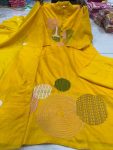 FANCY CHANDERI MIRROR AND EMBROIDERY WORK TOP BOTTOM WITH DUPATTA FESTIVE WEAR WHOLESALE PRICE ETHNIC GARMENT (6)