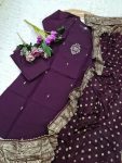 FANCY CHANDERI SEQUENCE CODING EMBROIDERY WORK TOP BOTTOM WITH DUPATTA FESTIVE WEAR WHOLESALE PRICE ETHNIC GARMENT (3)