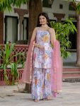 FANCY CHINON DIGITAL PRINT WITH HAND AARI WORK WITH MIRROR WORK TOP SHARARA WITH DUPATTA FESTIVE WEAR WHOLESALE PRICE ETHNIC GARMENT (8)
