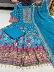 FANCY CHINON DIGITAL PRINT WITH KODI LACE WORK ANARKALI BOTTOM WITH DUPATTA FESTIVE WEAR WHOLESALE PRICE ETHNIC GARMENT (6)