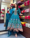 FANCY CHINON DIGITAL PRINT WITH KODI LACE WORK ANARKALI BOTTOM WITH DUPATTA FESTIVE WEAR WHOLESALE PRICE ETHNIC GARMENT (6)