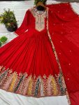 FANCY CHINON MULTI THREAD EMBROIDERY SEQUENCE WORK GOWN WITH DUPATTA FESTIVE WEAR WHOLESALE PRICE ETHNIC GARMENT (2)