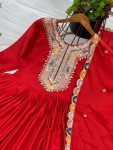 FANCY CHINON MULTI THREAD EMBROIDERY SEQUENCE WORK GOWN WITH DUPATTA FESTIVE WEAR WHOLESALE PRICE ETHNIC GARMENT (2)
