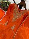FANCY CHINON SILK EMBROIDERY AND SEQUENCE WORK TOP BOTTOM WITH DUPATTA FESTIVE WEAR WHOLESALE PRICE ETHNIC GARMENT (3)