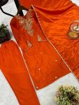 FANCY CHINON SILK EMBROIDERY AND SEQUENCE WORK TOP BOTTOM WITH DUPATTA FESTIVE WEAR WHOLESALE PRICE ETHNIC GARMENT (3)