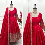 FANCY CHINON SILK EMBROIDERY CODING DORI AND SEQUENCE WORK GOWN BOTTOM WITH DUPATTA FESTIVE WEAR WHOLESALE PRICE ETHNIC GARMENT (5)