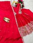 FANCY CHINON SILK EMBROIDERY CODING DORI AND SEQUENCE WORK GOWN BOTTOM WITH DUPATTA FESTIVE WEAR WHOLESALE PRICE ETHNIC GARMENT (5)