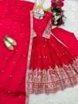 FANCY CHINON SILK EMBROIDERY CODING DORI AND SEQUENCE WORK GOWN BOTTOM WITH DUPATTA FESTIVE WEAR WHOLESALE PRICE ETHNIC GARMENT (5)