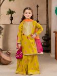FANCY CHINON SILK EMBROIDERY SEQUENCE WORK WITH SOFT PRINTED WORK KID’S TOP SHARARA WITH DUPATTA FESTIVE WEAR WHOLESALE PRICE ETHNIC GARMENT (2)