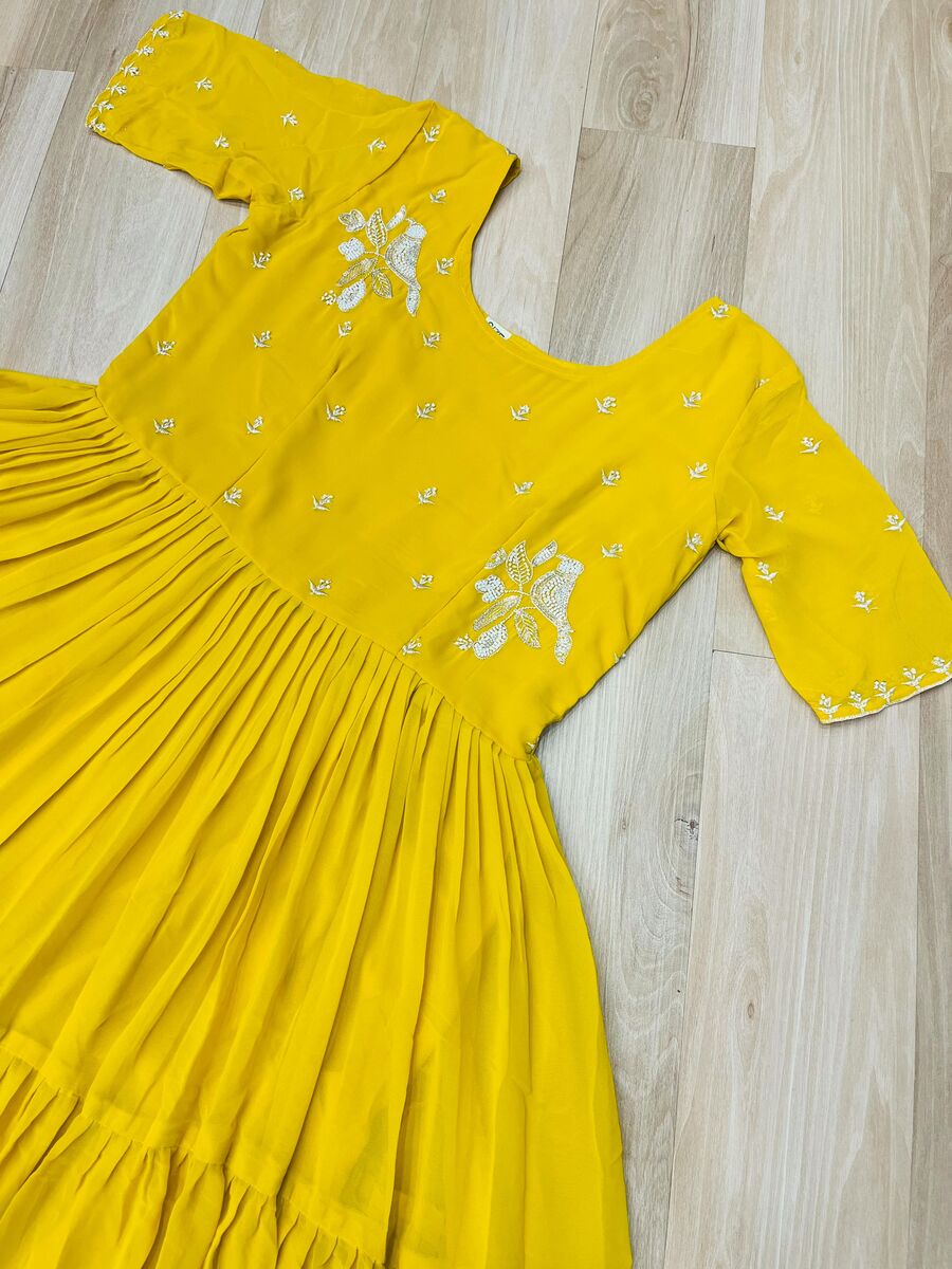 FANCY FAUX BLOOMING BEADS EMBROIDERY WORK GOWN PARTY WEAR WHOLESALE PRICE ETHNIC GARMENT (14)