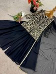 FANCY FAUX GEORGETTE EMBROIDERY SEQUENCE WORK TOP PALAZZO WITH DUPATTA PARTY WEAR WHOLESALE PRICE ETHNIC GARMENT (9)