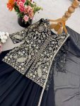FANCY FAUX GEORGETTE EMBROIDERY SEQUENCE WORK TOP PALAZZO WITH DUPATTA PARTY WEAR WHOLESALE PRICE ETHNIC GARMENT (9)