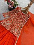 FANCY FAUX GEORGETTE EMBROIDERY SEQUENCE WORK TOP PALAZZO WITH DUPATTA WEDDING WEAR WHOLESALE PRICE ETHNIC GARMENT(14)