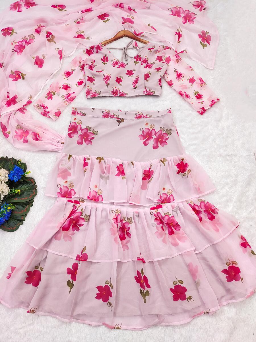 FANCY GEORGETTE DIGITAL PRINTED LEHENGA SAREE WITH ATTACHED DUPATTA AND BLOUSE PARTY WEAR WHOLESALE PRICE ETHNIC GARMENT (1)