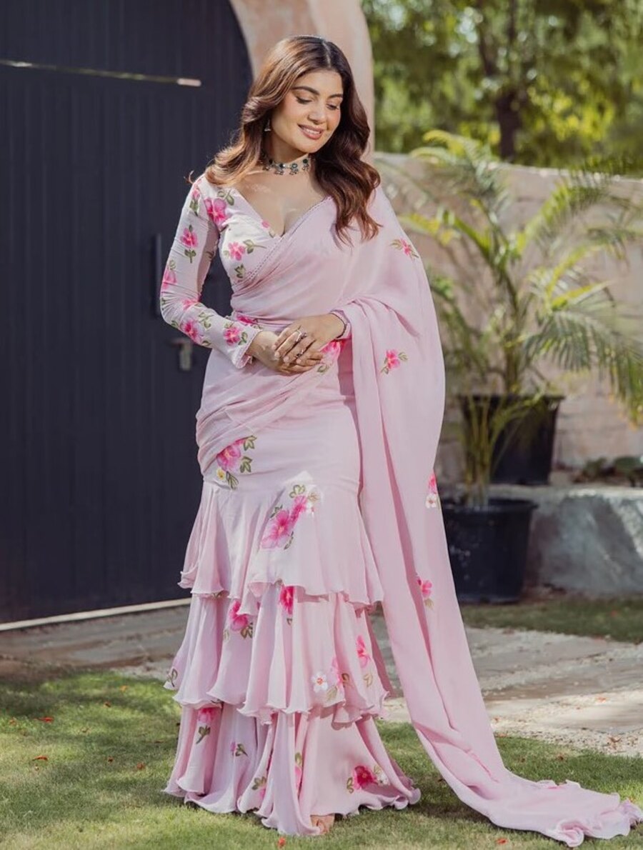 FANCY GEORGETTE DIGITAL PRINTED LEHENGA SAREE WITH ATTACHED DUPATTA AND BLOUSE PARTY WEAR WHOLESALE PRICE ETHNIC GARMENT (3)