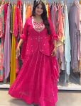 FANCY GEORGETTE EMBROIDERY CODING WORK WITH DIGITAL PRINT WORK TOP LEHENGA WITH DUPATTA PINK