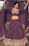 FANCY GEORGETTE EMBROIDERY SEQUENCE WORK LEHENGA CHOLI WITH DUATTA PURPLE