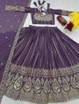FANCY GEORGETTE EMBROIDERY SEQUENCE WORK LEHENGA CHOLI WITH DUATTA FUNCTIONAL WEAR WHOLESALE PRICE ETHNIC GARMENT (3)
