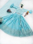 FANCY GEORGETTE EMBROIDERY WORK KID’S LEHENGA CHOLI WITH DUPATTA PARTY WEAR WHOLESALE PRICE ETHNIC GARMENT (4)