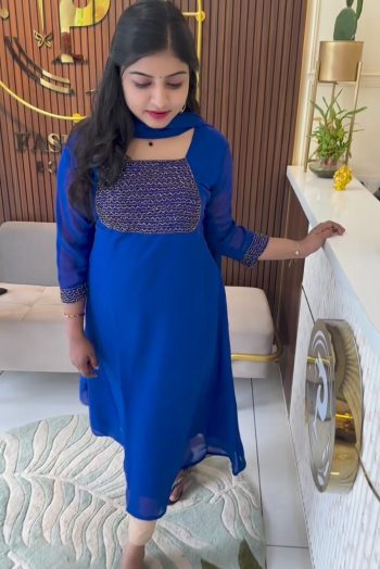 FANCY GEORGETTE HAND WORK TOP WITH DUPATTA BLUE