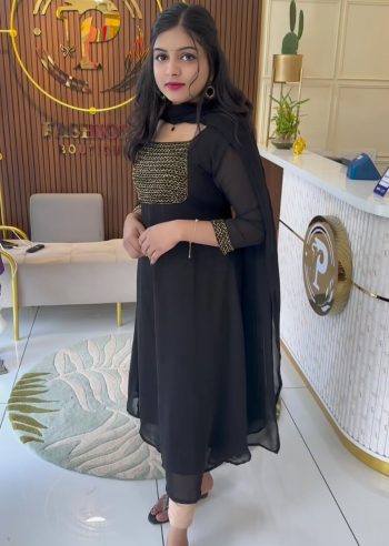 FANCY GEORGETTE HAND WORK TOP WITH DUPATTA  BLACK