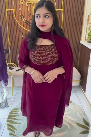 FANCY GEORGETTE HAND WORK TOP WITH DUPATTA  MAROON