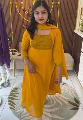 FANCY GEORGETTE HAND WORK TOP WITH DUPATTA YELLOW
