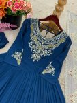 FANCY GEORGETTE MULTI THREAD EMBROIDERY SEQUENCE WORK GOWN BOTTOM WITH DUPATTA WEDDING WEAR WHOLESALE PRICE ETHNIC GARMENT (6)