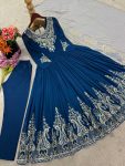FANCY GEORGETTE MULTI THREAD EMBROIDERY SEQUENCE WORK GOWN BOTTOM WITH DUPATTA WEDDING WEAR WHOLESALE PRICE ETHNIC GARMENT (6)
