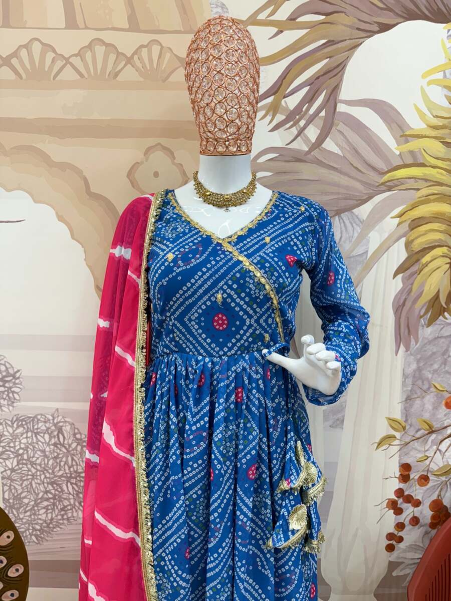 FANCY GEORGETTE PRINT WITH EMBROIDERY WORK ANARKALI GOWN BOTTOM WITH DUPATTA FESTIVE WEAR WHOLESALE PRICE ETHNIC GARMENT (13)