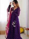FANCY GEORGETTE PRINT WITH EMBROIDERY WORK ANARKALI GOWN BOTTOM WITH DUPATTA PURPLE