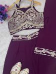 FANCY GEORGETTE SEQUENCE EMBROIDERY WORK BLOUSE PALAZZO WITH SHRUG STYLE KOTI PARTY WEAR WHOLESALE PRICE ETHNIC GARMENT (3)