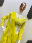 FANCY GEORGETTE SEQUENCE EMBROIDERY WORK LEHENGA SAREE WITH BLOUSE READY TO WEAR WHOLESALE PRICE ETHNIC GARMENT (4)