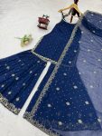 FANCY GEORGETTE THREAD WITH SEQUENCE WORK TOP SHARARA WITH DUPATTA PARTY WEAR WHOLESALE PRICE ETHNIC GARMENT (3)