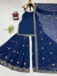 FANCY GEORGETTE THREAD WITH SEQUENCE WORK TOP SHARARA WITH DUPATTA PARTY WEAR WHOLESALE PRICE ETHNIC GARMENT (3)