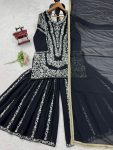 FANCY GEORGETTE THREAD WITH SEQUENCE WORK TOP SHARARA WITH DUPATTA WEDDING WEAR WHOLESALE PRICE ETHNIC GARMENT (5)
