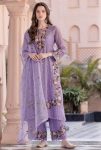 FANCY  HEAVY FAUX GEORGETTA  EMBROIDERY SEQUENCE WORK TOP PALAZZO WITH DUPATTA LAVENDER
