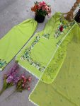 FANCY HEAVY FAUX GEORGETTA EMBROIDERY SEQUENCE WORK TOP PALAZZO WITH DUPATTA PARTY WEAR WHOLESALE PRICE ETHNIC GARMENT (2)