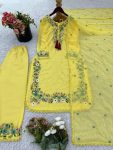 FANCY HEAVY FAUX GEORGETTA EMBROIDERY SEQUENCE WORK TOP PALAZZO WITH DUPATTA WEDDING WEAR WHOLESALE PRICE ETHNIC GARMENT (8)