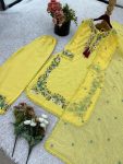 FANCY HEAVY FAUX GEORGETTA EMBROIDERY SEQUENCE WORK TOP PALAZZO WITH DUPATTA WEDDING WEAR WHOLESALE PRICE ETHNIC GARMENT (8)