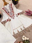 FANCY KHADI COTTON EMBROIDERY SEQUENCE WORK WITH REAL MIRROR WORK KURTI PALAZZO SET PARTY WEAR WHOLESALE PRICE ETHNIC GARMENT (3)
