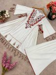 FANCY KHADI COTTON EMBROIDERY SEQUENCE WORK WITH REAL MIRROR WORK KURTI PALAZZO SET PARTY WEAR WHOLESALE PRICE ETHNIC GARMENT (3)